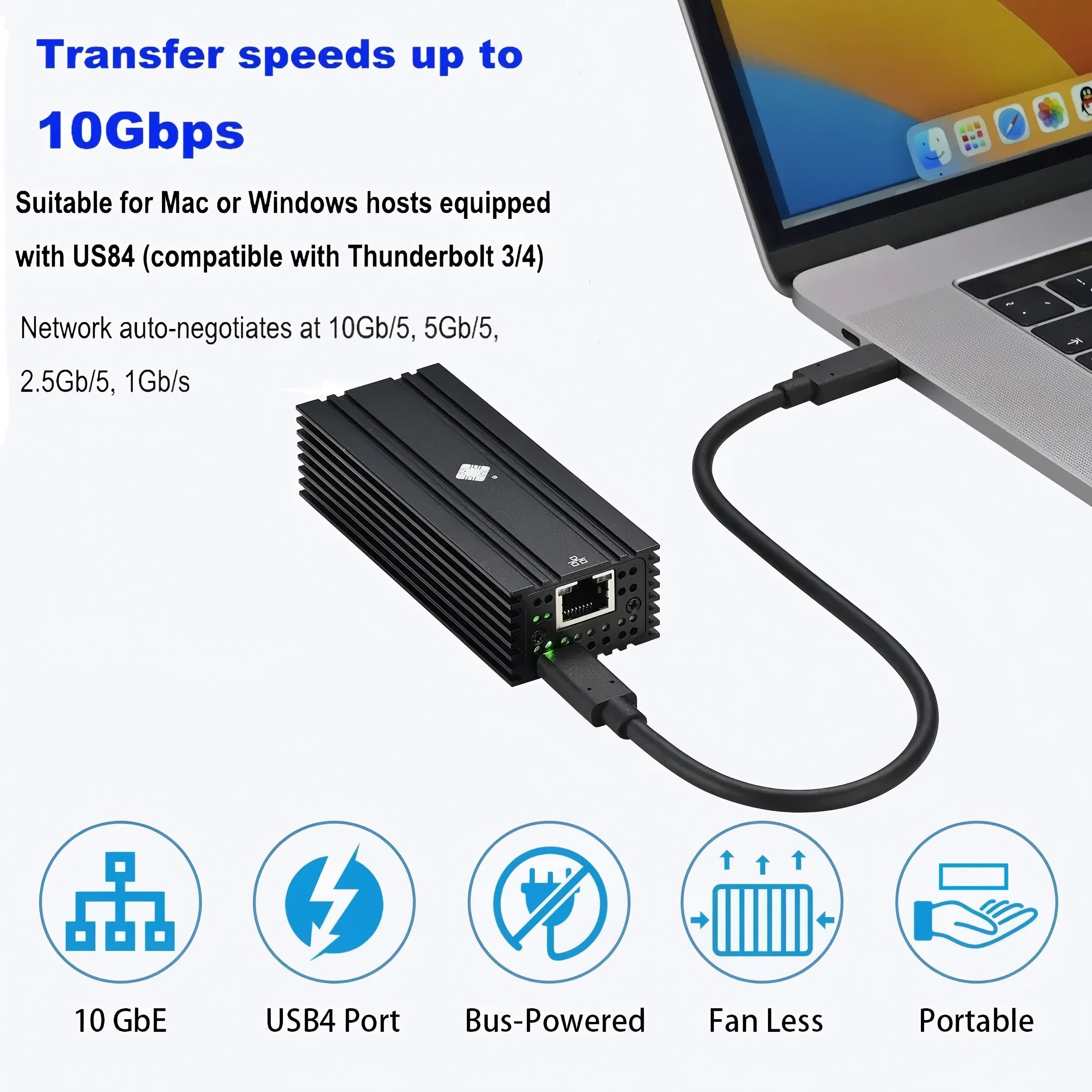 Amazon.co.jp: Lekuo USB4/Thunderbolt 10GbE ネットワークアダプター